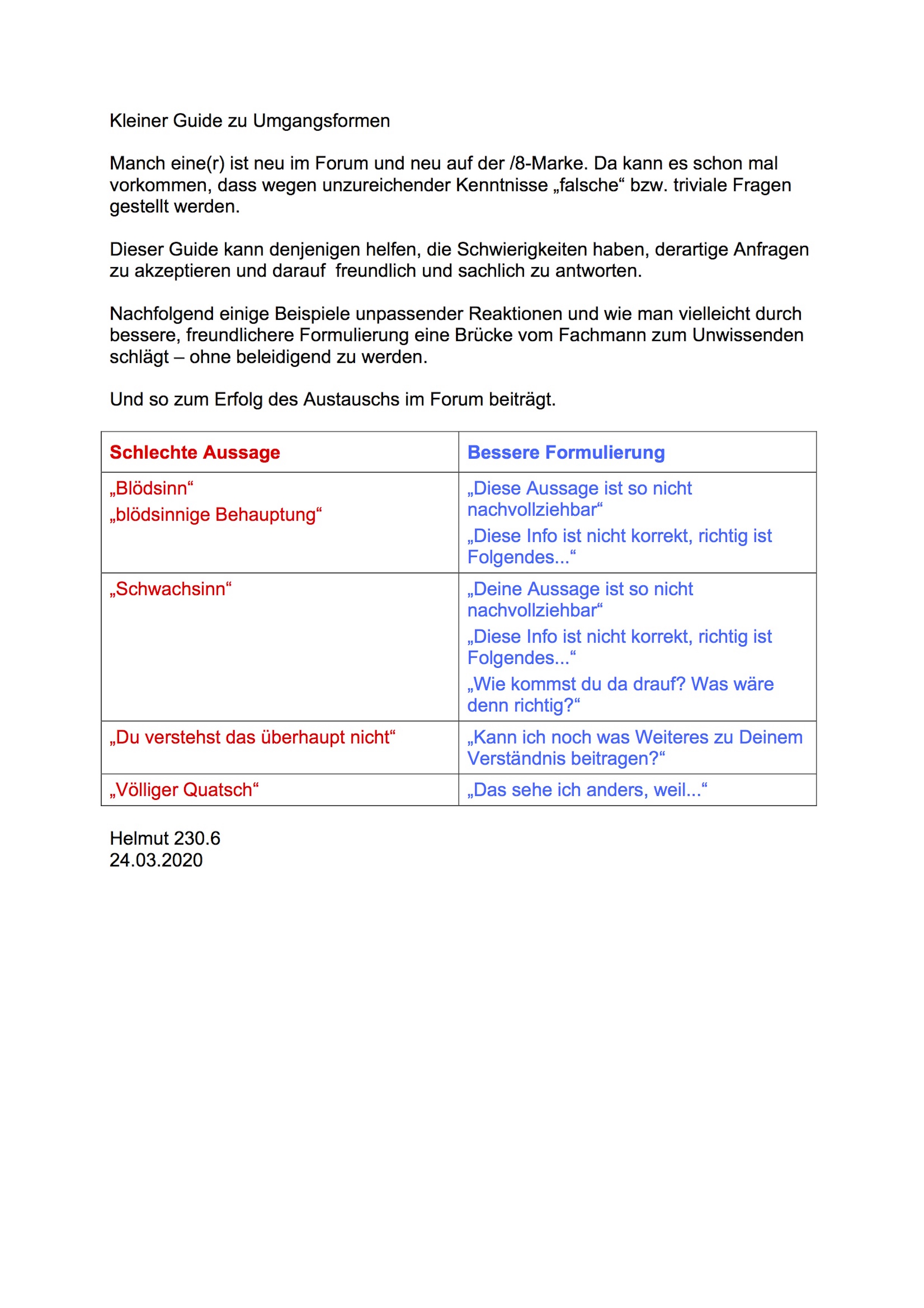 Kleiner Guide zu Umgangsformen